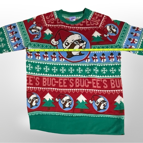Bucees Christmas Ugly Sweater Santa Beaver Red Green Knit Holiday Pullover Sz M - Picture 3 of 3
